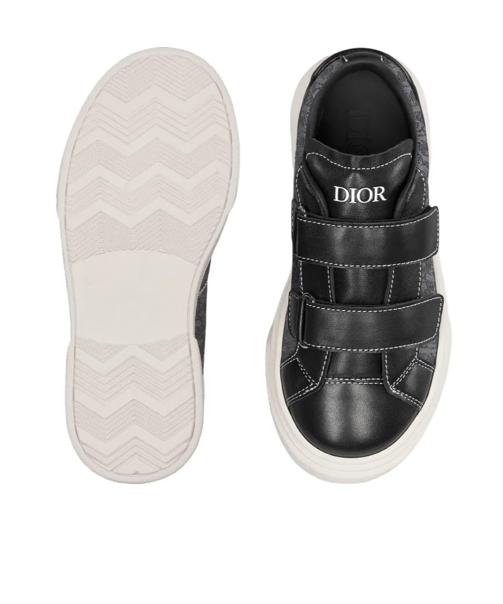 Baby Dior Logo Printed Double-Strap Sneakers