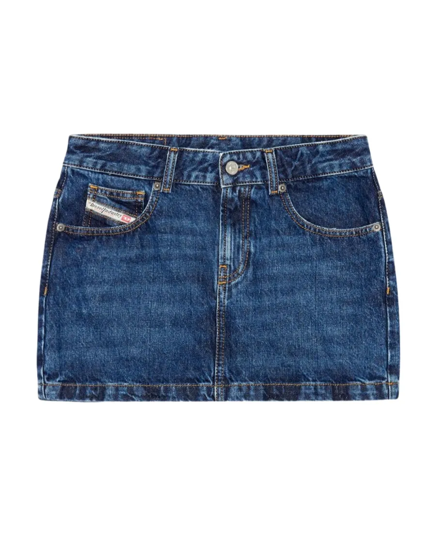 De-Ron Whiskering Effect Denim Mini Skirt