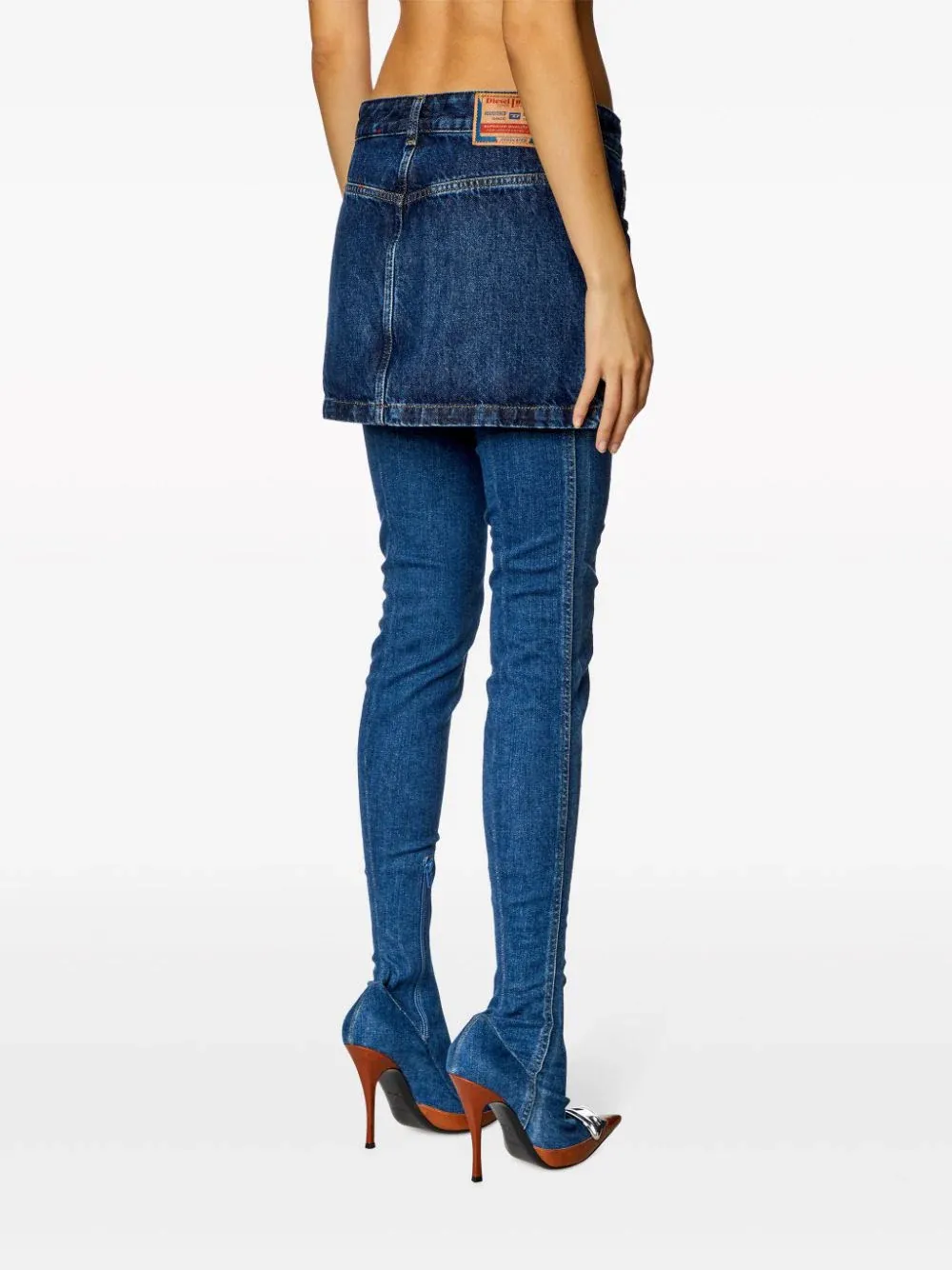 De-Ron Whiskering Effect Denim Mini Skirt