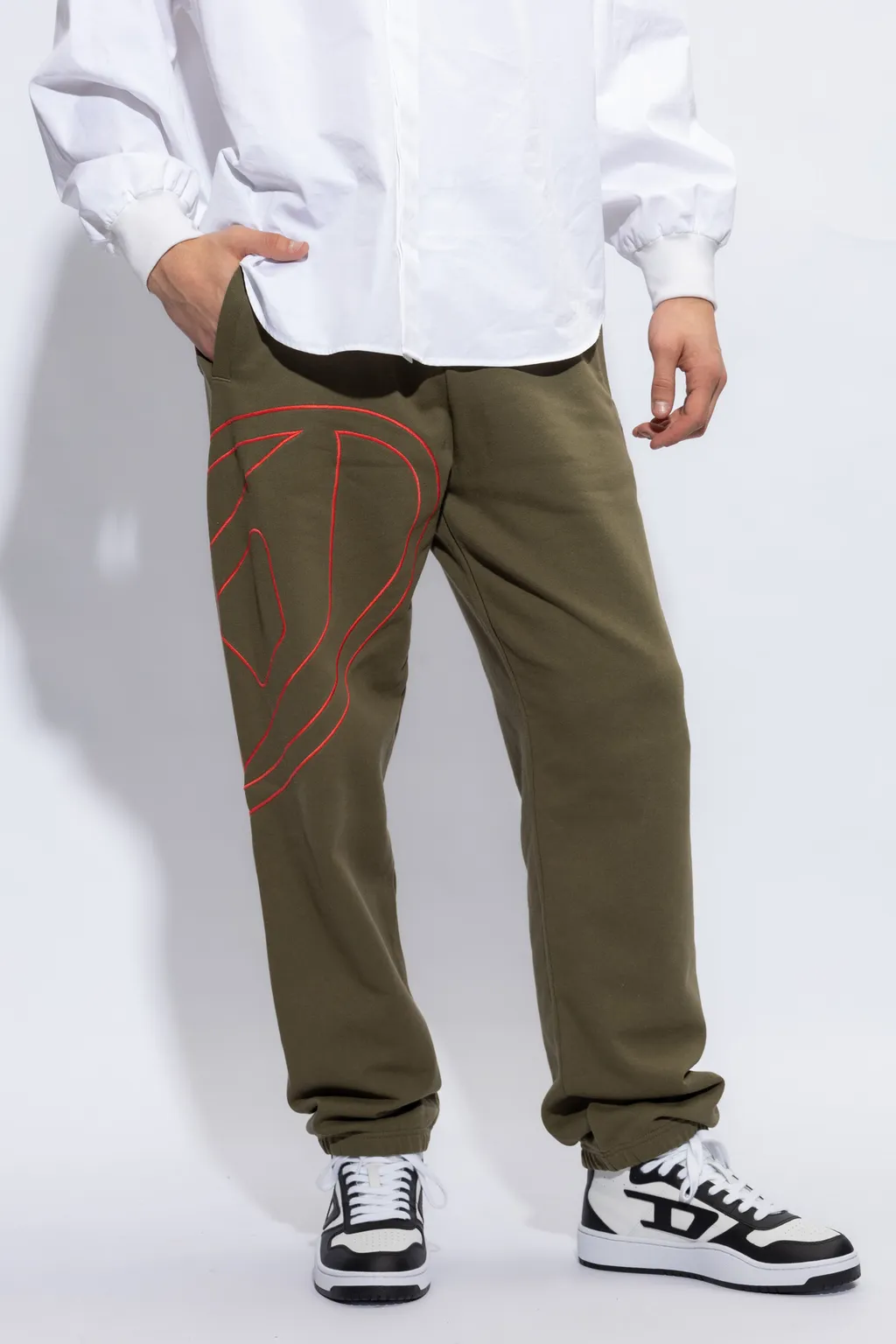 Oval-D Embroidered Elasticated Waist Track Pants