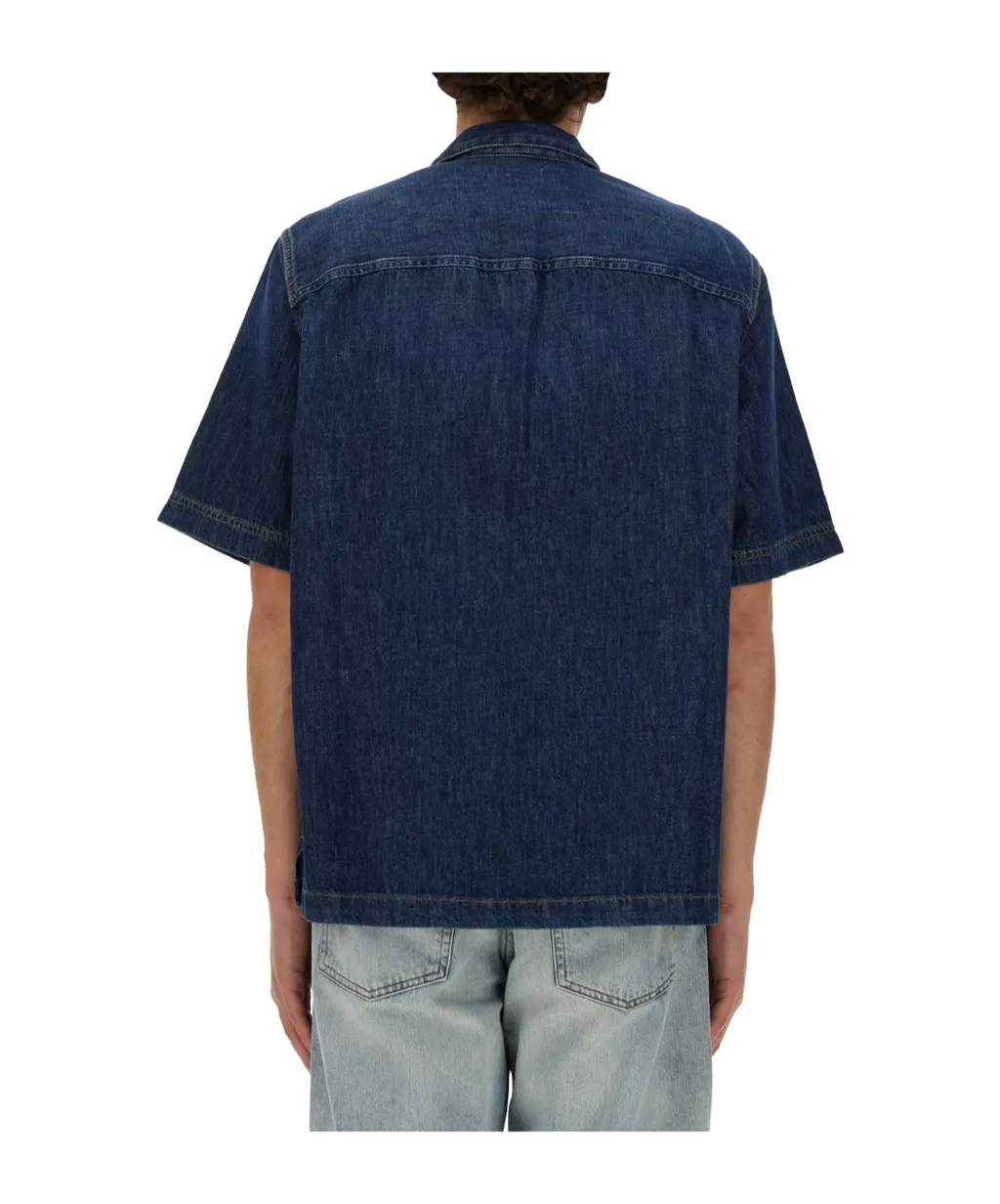 D-Paroshort Logo-Embroidered Short-Sleeved Denim Shirt