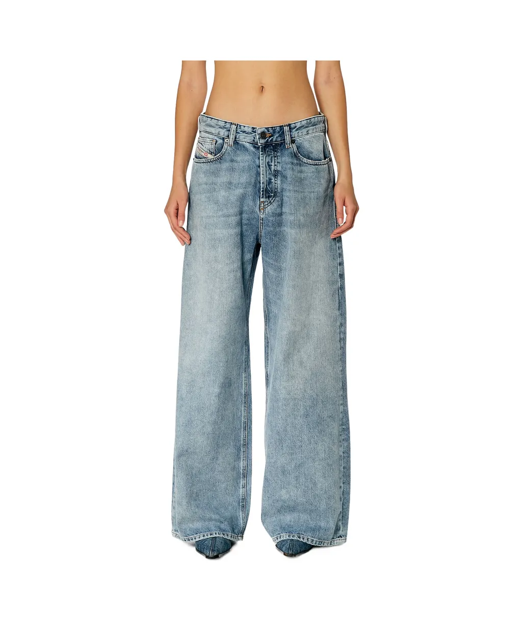 1996 D-Sire 09H57 Mid-Rise Distressed Wide-Leg Jeans