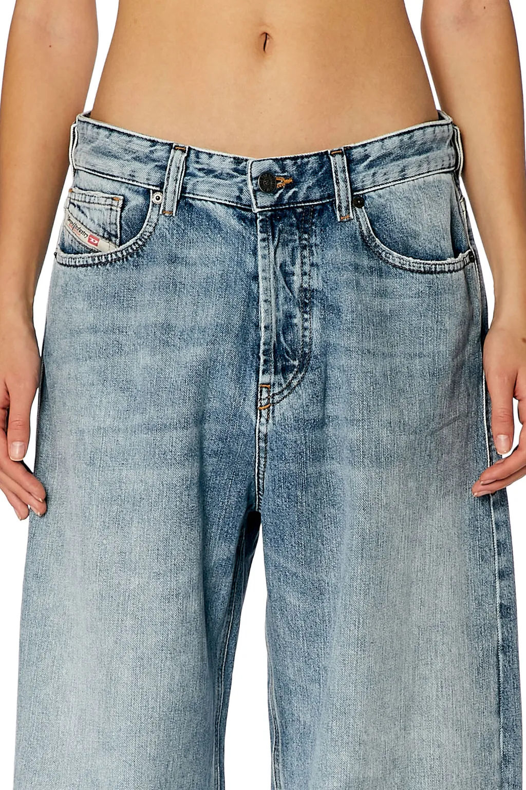 1996 D-Sire 09H57 Mid-Rise Distressed Wide-Leg Jeans