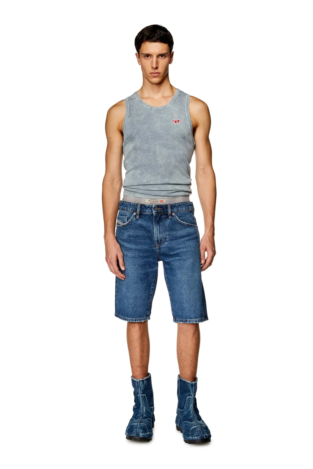 Logo-Patch Slim-Fit Denim Shorts