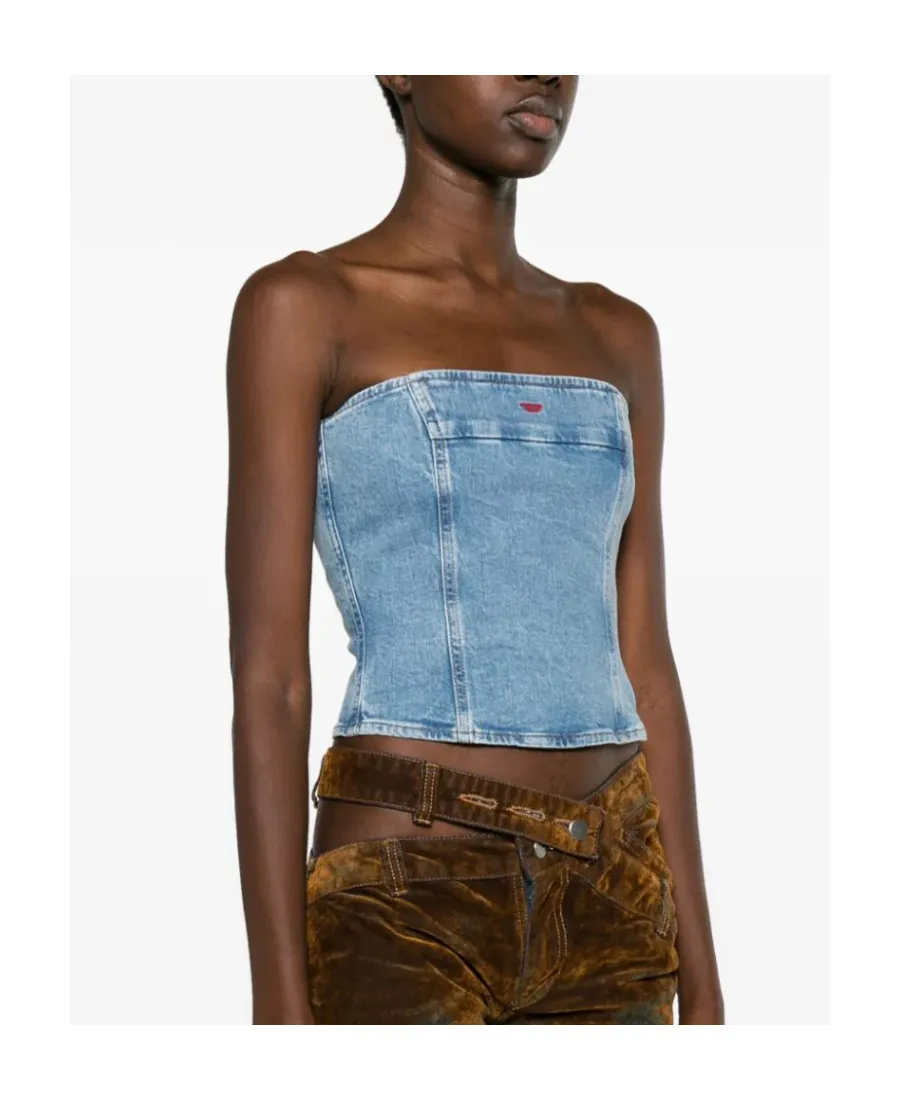 De-Ville Strapless Denim Crop Top
