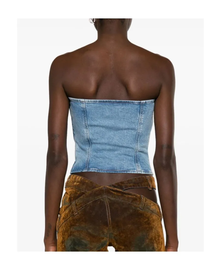 De-Ville Strapless Denim Crop Top