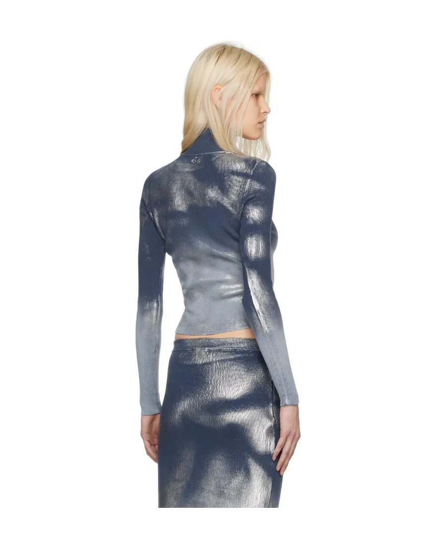 M-Ileen High Neck Metallic-Effect Jumper
