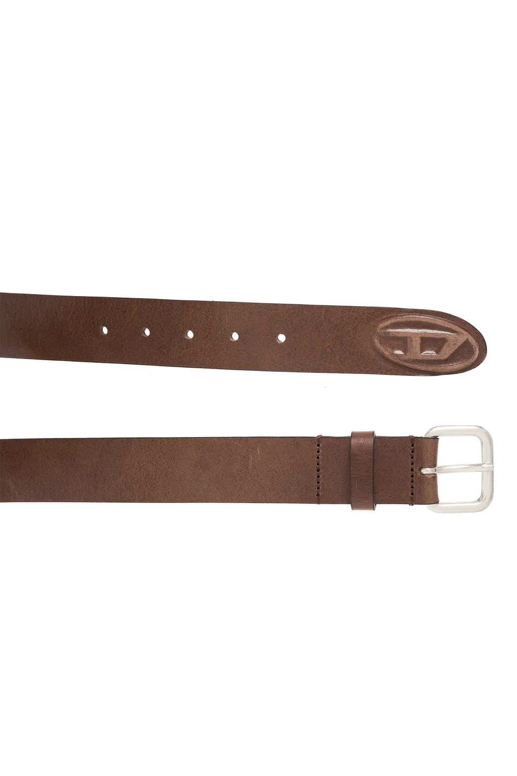Oval-D Logo-Plaque Leather Belt