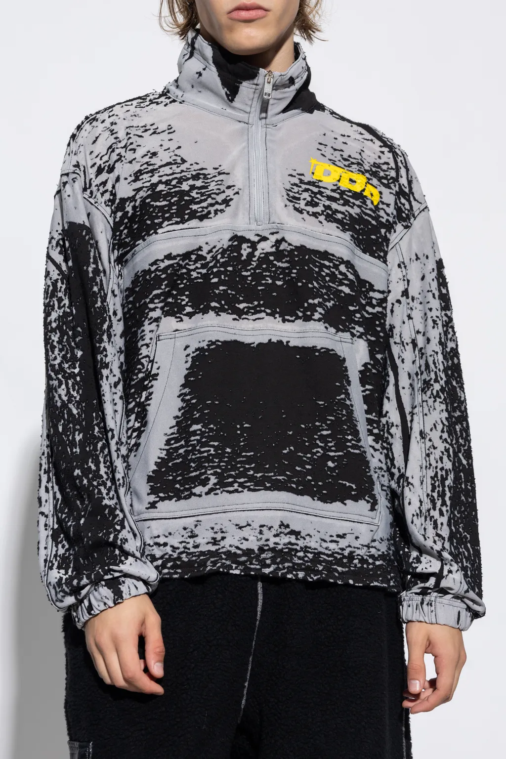 Oversized Burnout Short-Zip Sweatshirt
