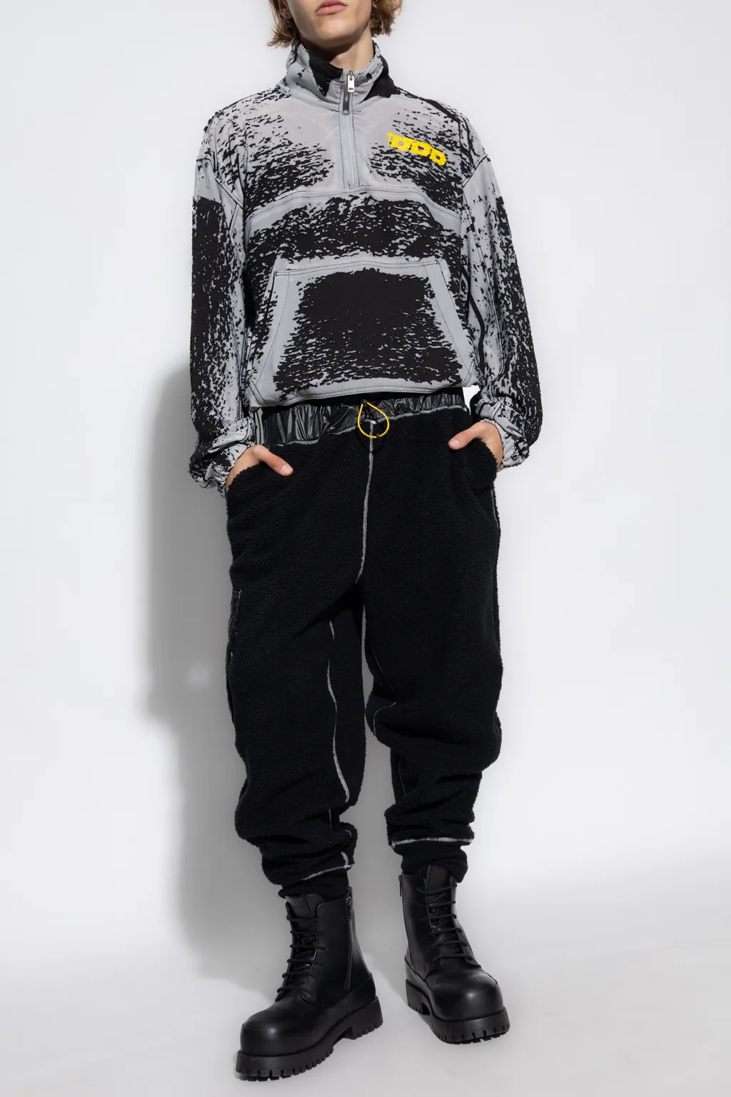 Oversized Burnout Short-Zip Sweatshirt