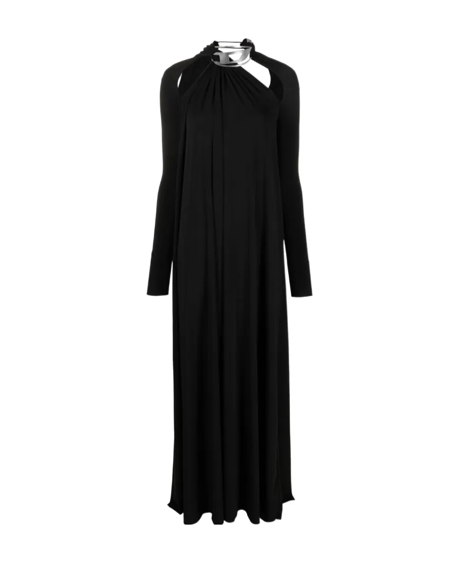 Cut-Out High Neck Long-Sleeved Dress
