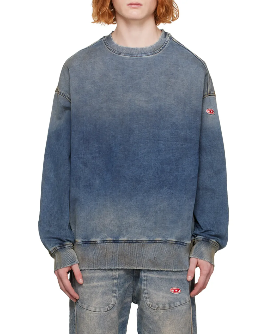 D-Krib-Ne Logo-Patch Denim Sweatshirt