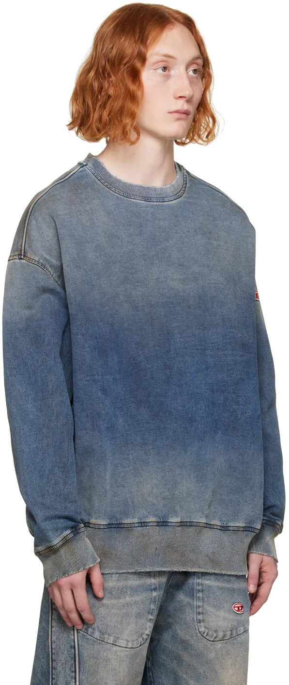 D-Krib-Ne Logo-Patch Denim Sweatshirt