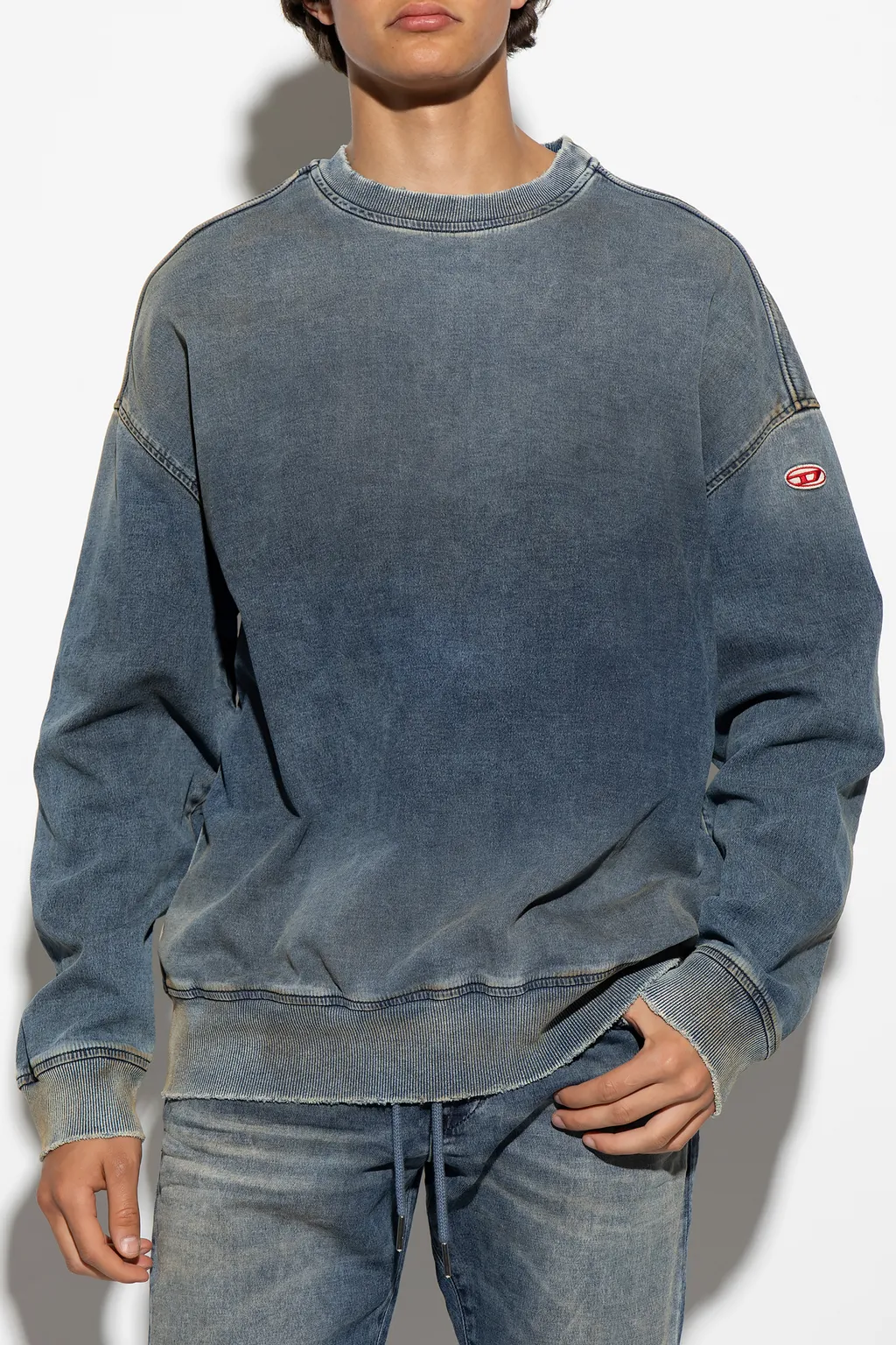 D-Krib-Ne Logo-Patch Denim Sweatshirt