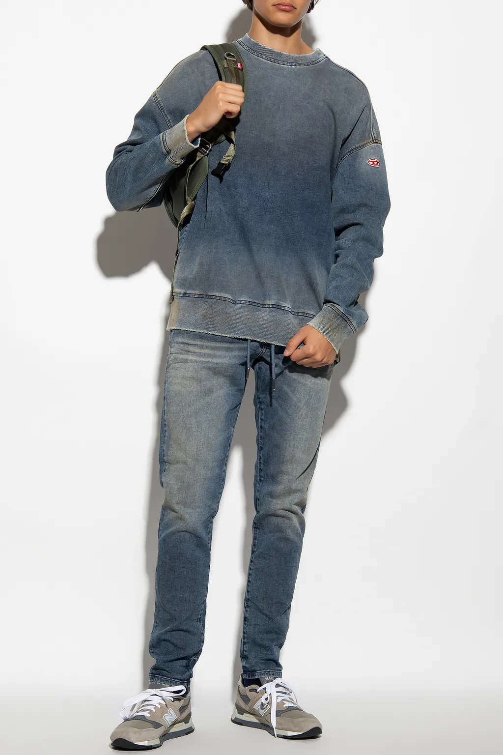 D-Krib-Ne Logo-Patch Denim Sweatshirt