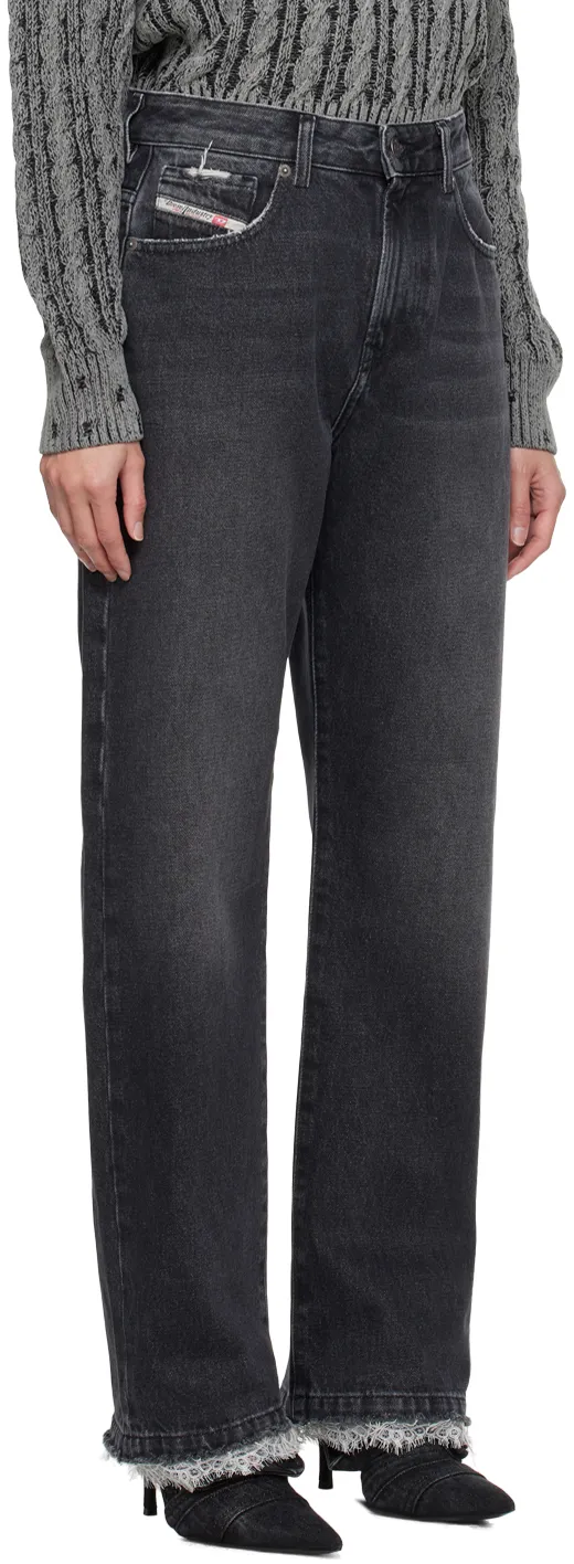 High Waist Lace-Trim Jeans