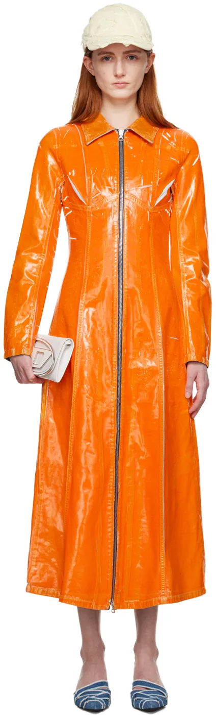 Coated Denim Long-Line Coat