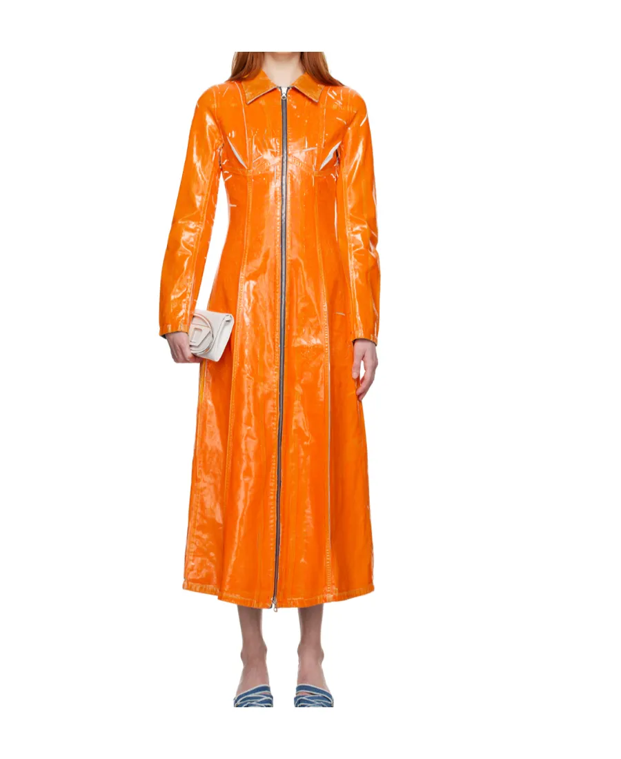 Coated Denim Long-Line Coat