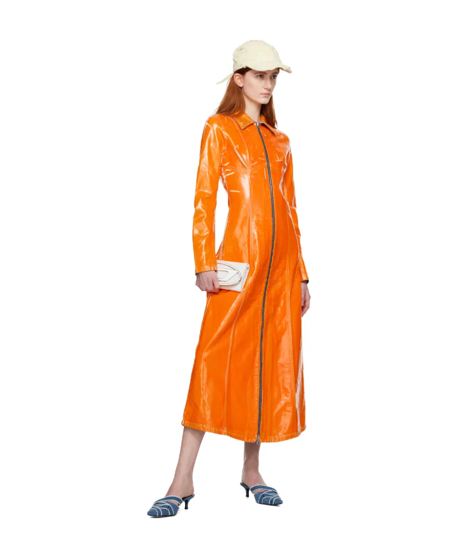 Coated Denim Long-Line Coat