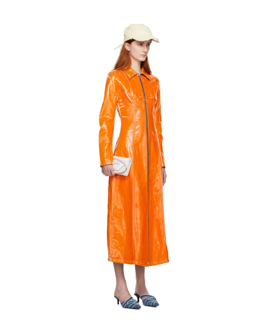 Coated Denim Long-Line Coat