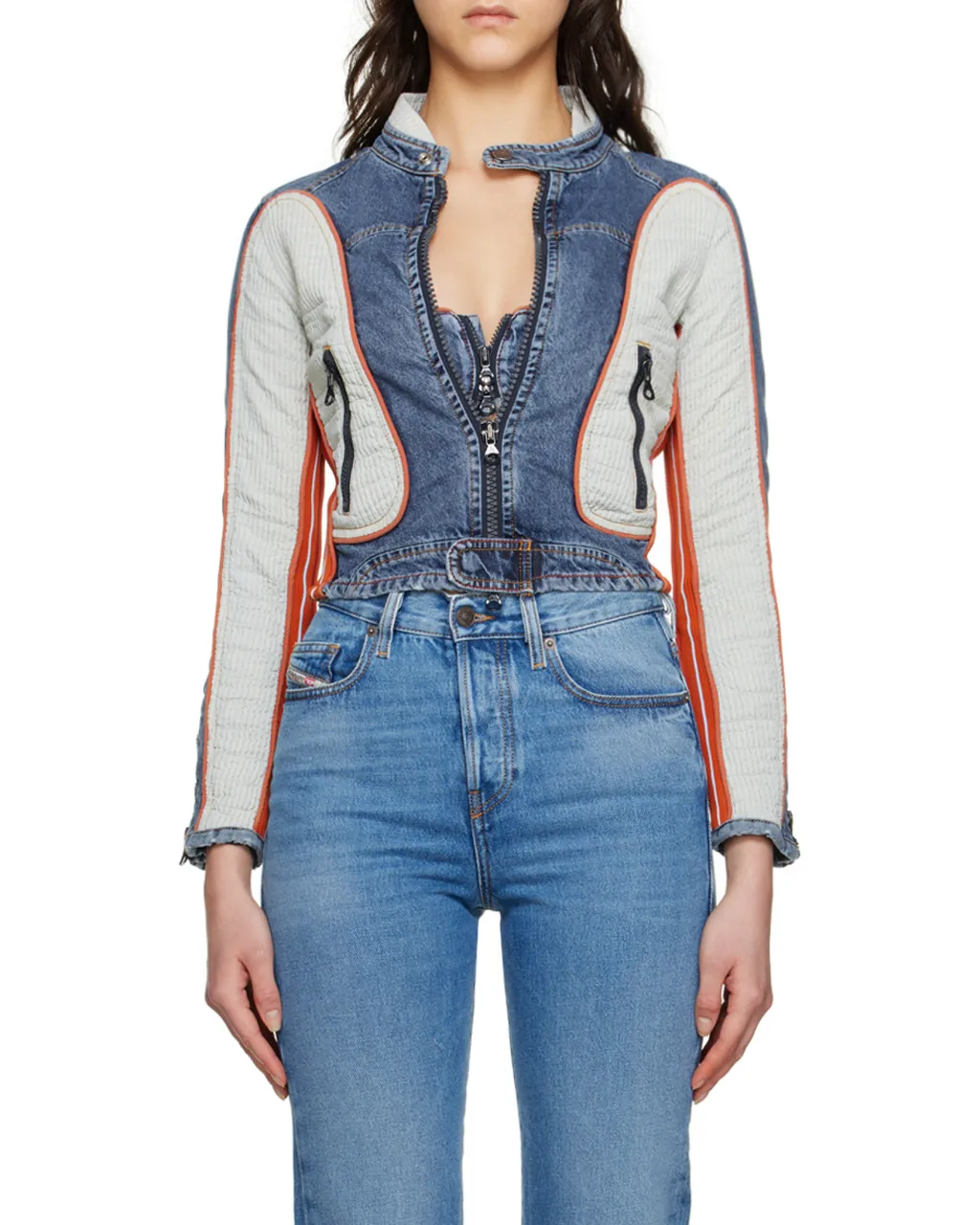 De-Light-S Contrast-Panel Biker Jacket