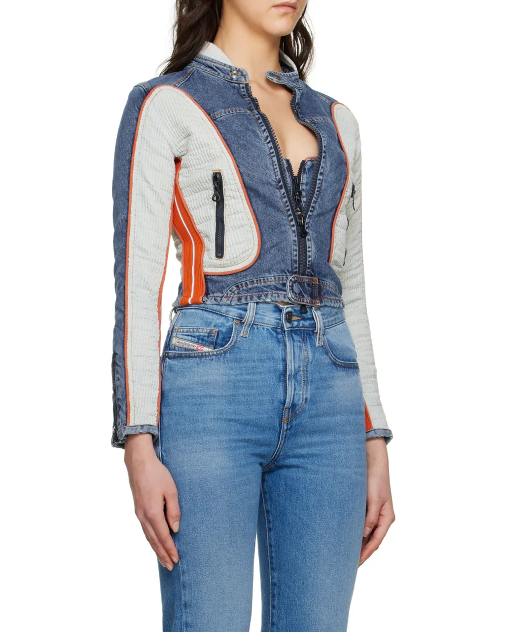 De-Light-S Contrast-Panel Biker Jacket