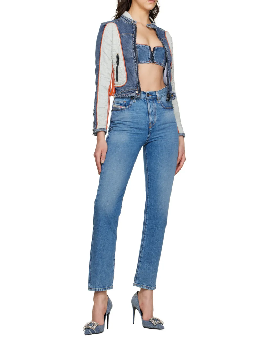 De-Light-S Contrast-Panel Biker Jacket