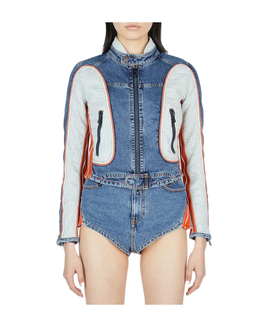 De-Light-S Contrast-Panel Biker Jacket