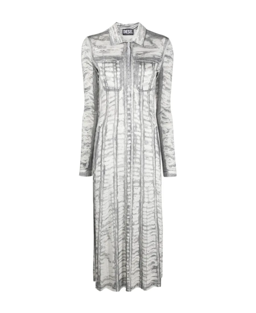 Graphic-Print Long-Sleeve Dress