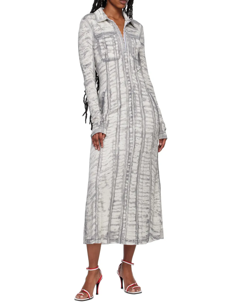 Graphic-Print Long-Sleeve Dress