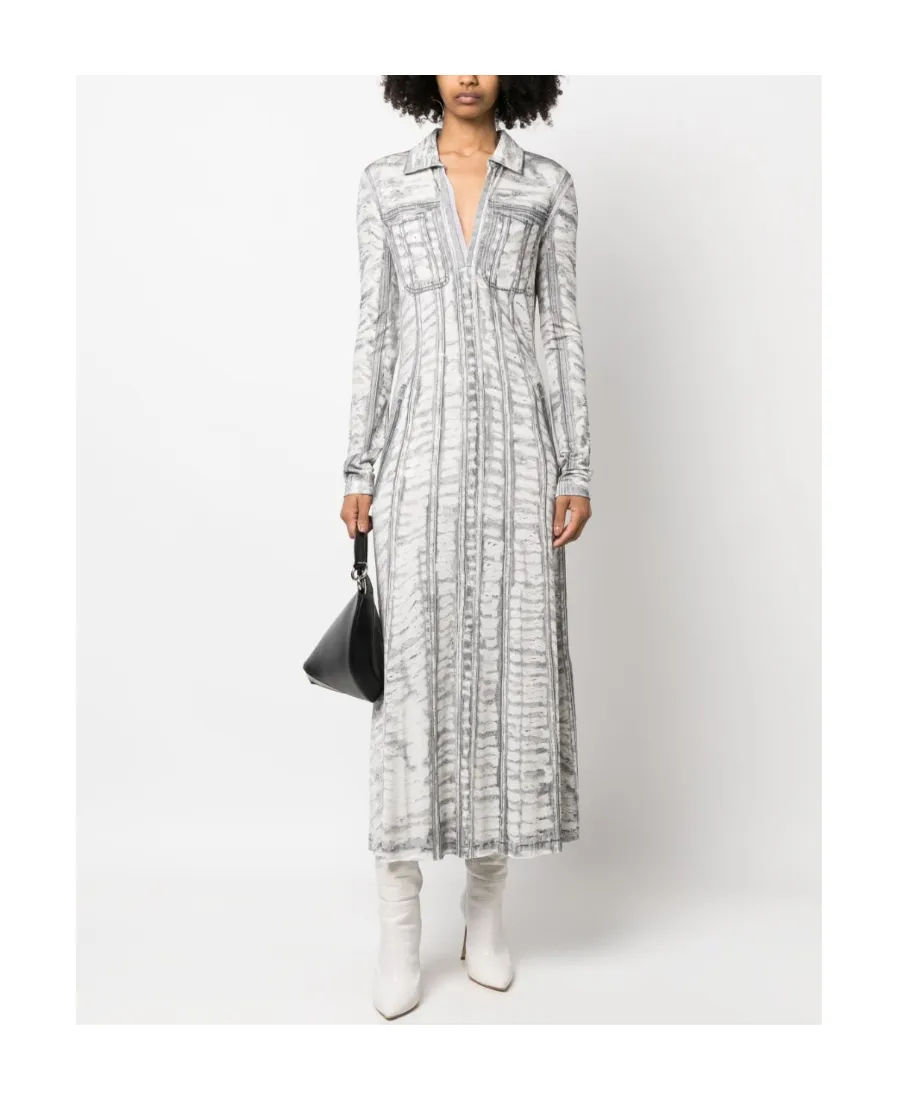 Graphic-Print Long-Sleeve Dress