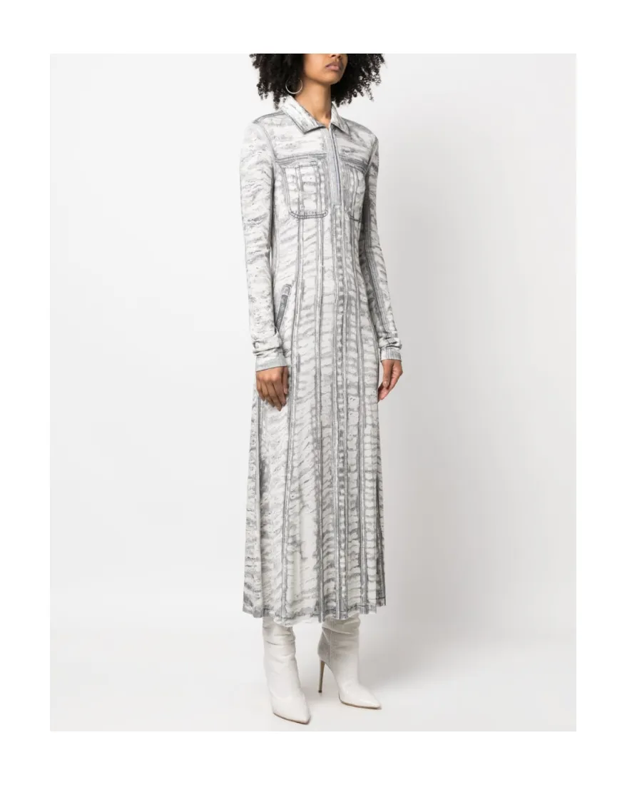 Graphic-Print Long-Sleeve Dress