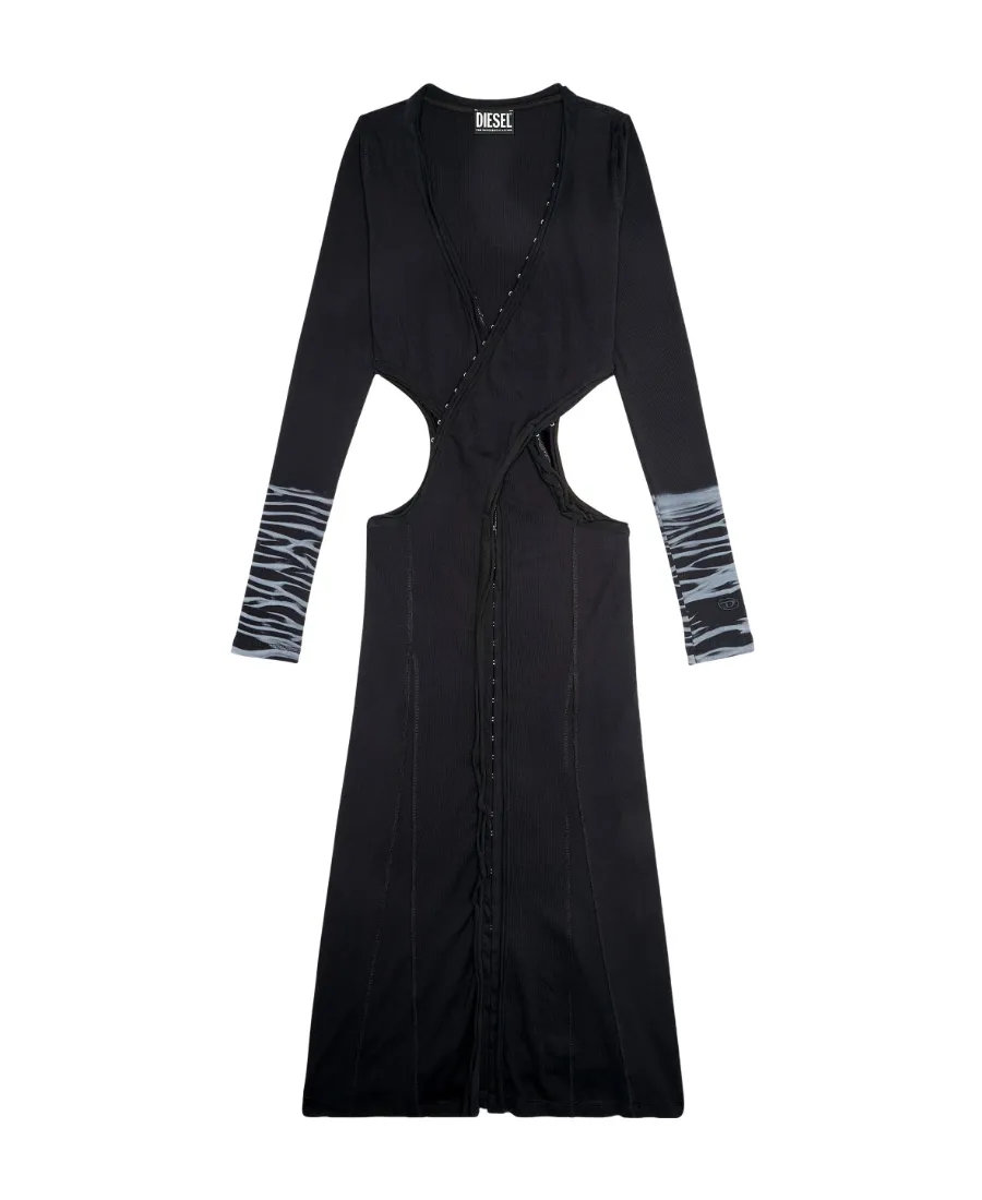 Long-Sleeve V-Neck Midi Dress