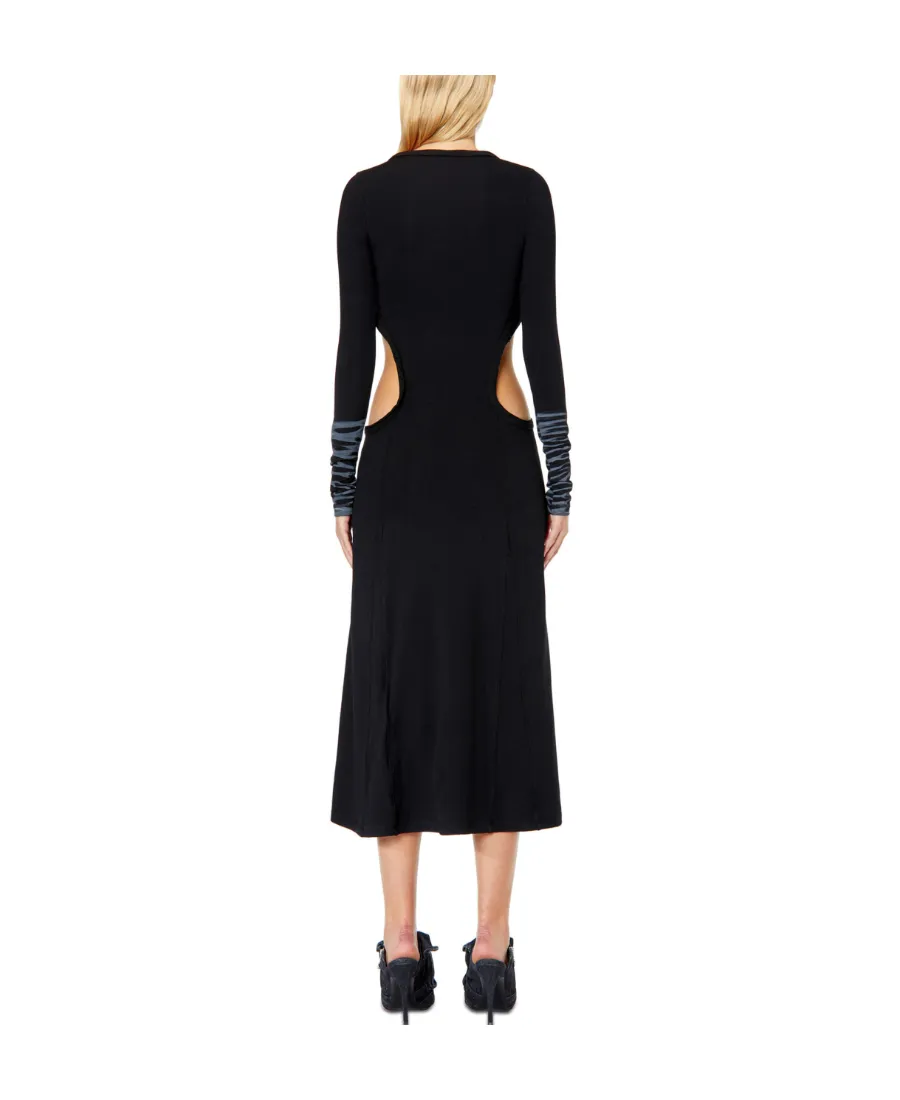 Long-Sleeve V-Neck Midi Dress