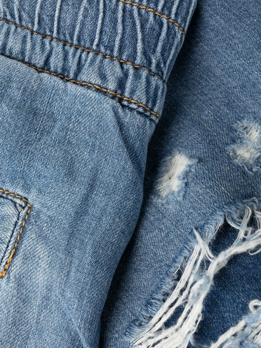Distressed-Effect Denim Shorts