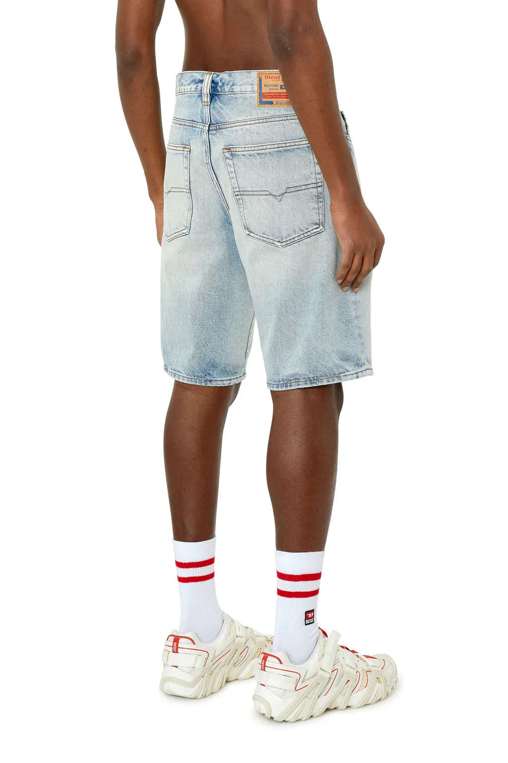 Bleach-Wash Denim Shorts