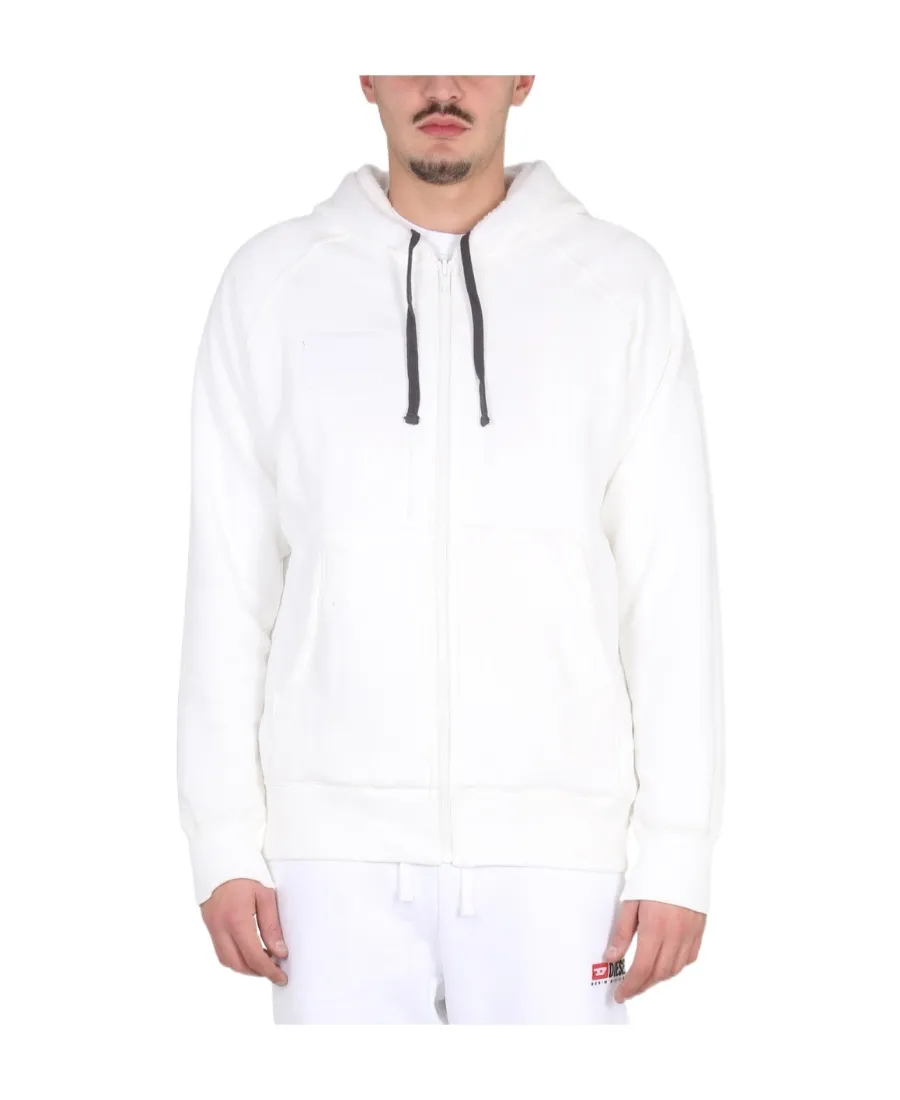 Logo Patch Drawstring Shearling Hoodie
