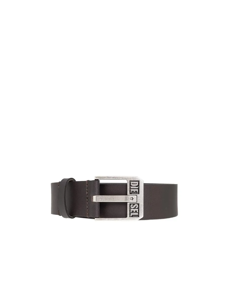 Logo-Buckle Buffalo Leather Belt