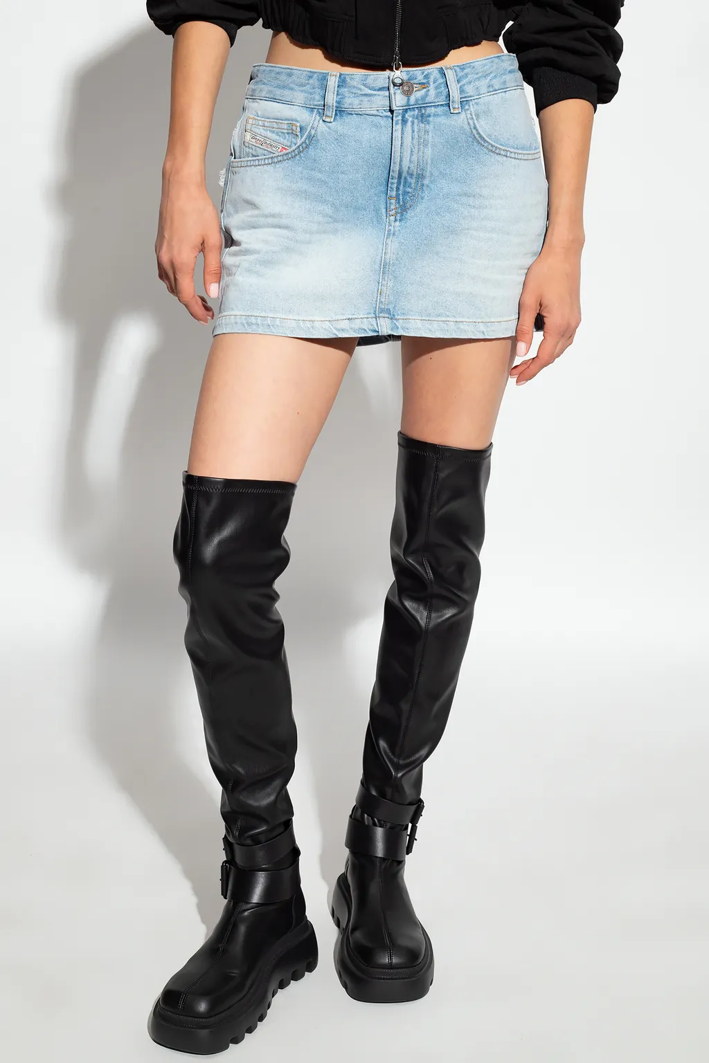 Logo Detailed Denim Mini Skirt