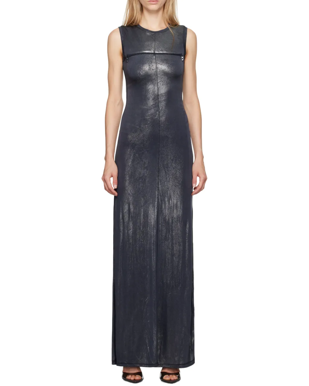 D-Vetty Metallic-Effect Sleeveless Maxi Dress