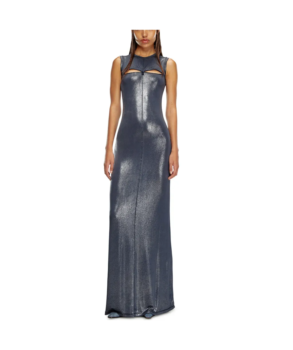 D-Vetty Metallic-Effect Sleeveless Maxi Dress