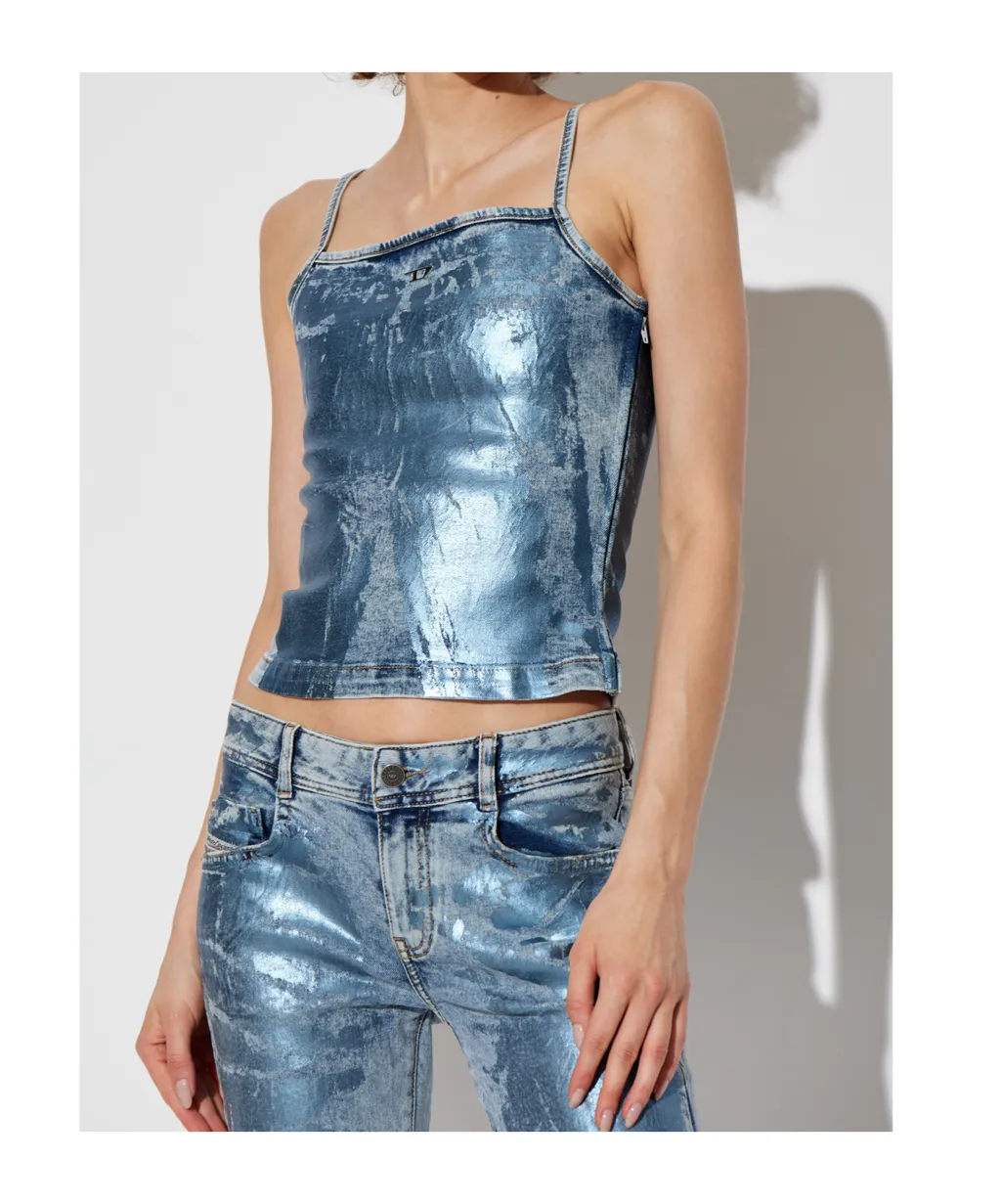 De-Ila-S Metallic-Effect Cropped Top