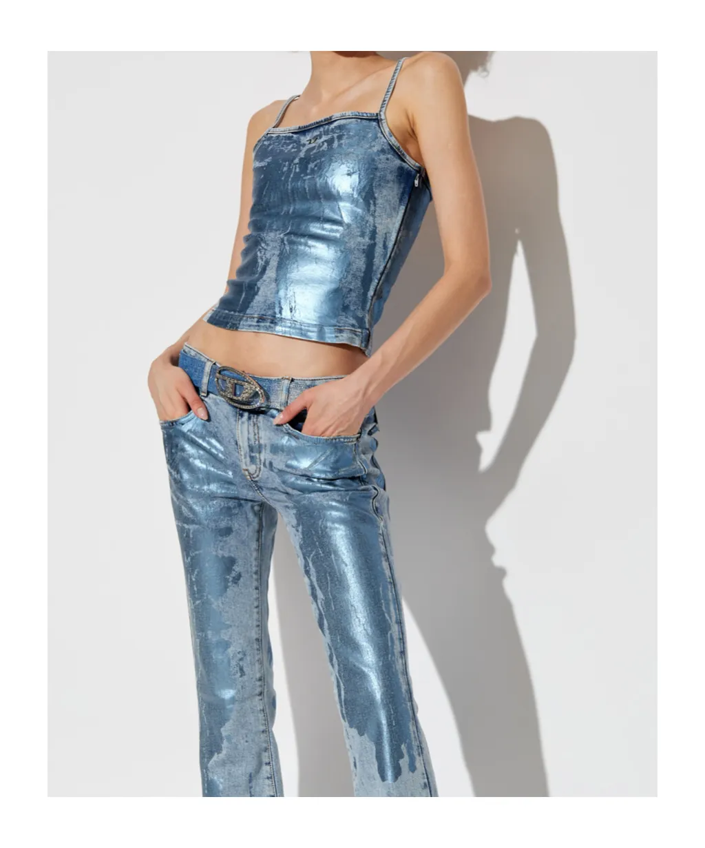 De-Ila-S Metallic-Effect Cropped Top