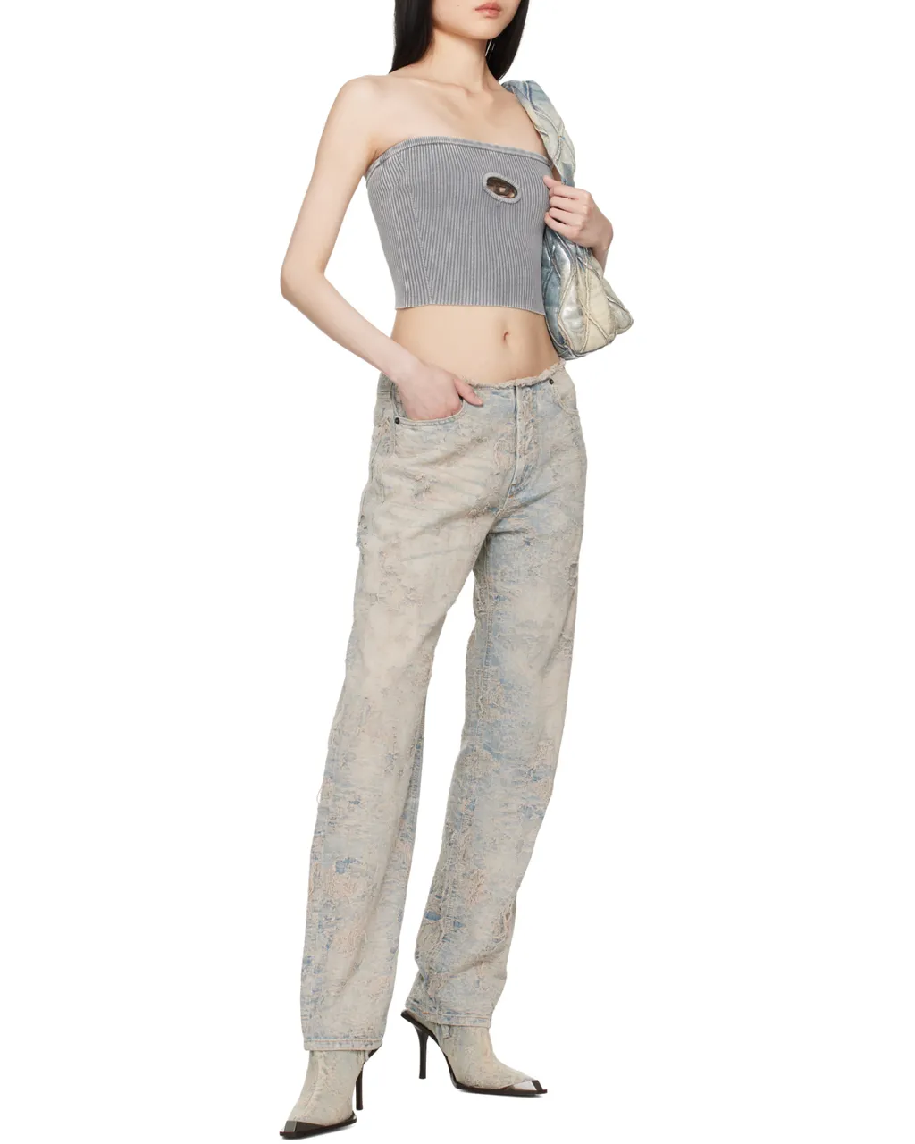 Logo-Patch Distressed Jeans