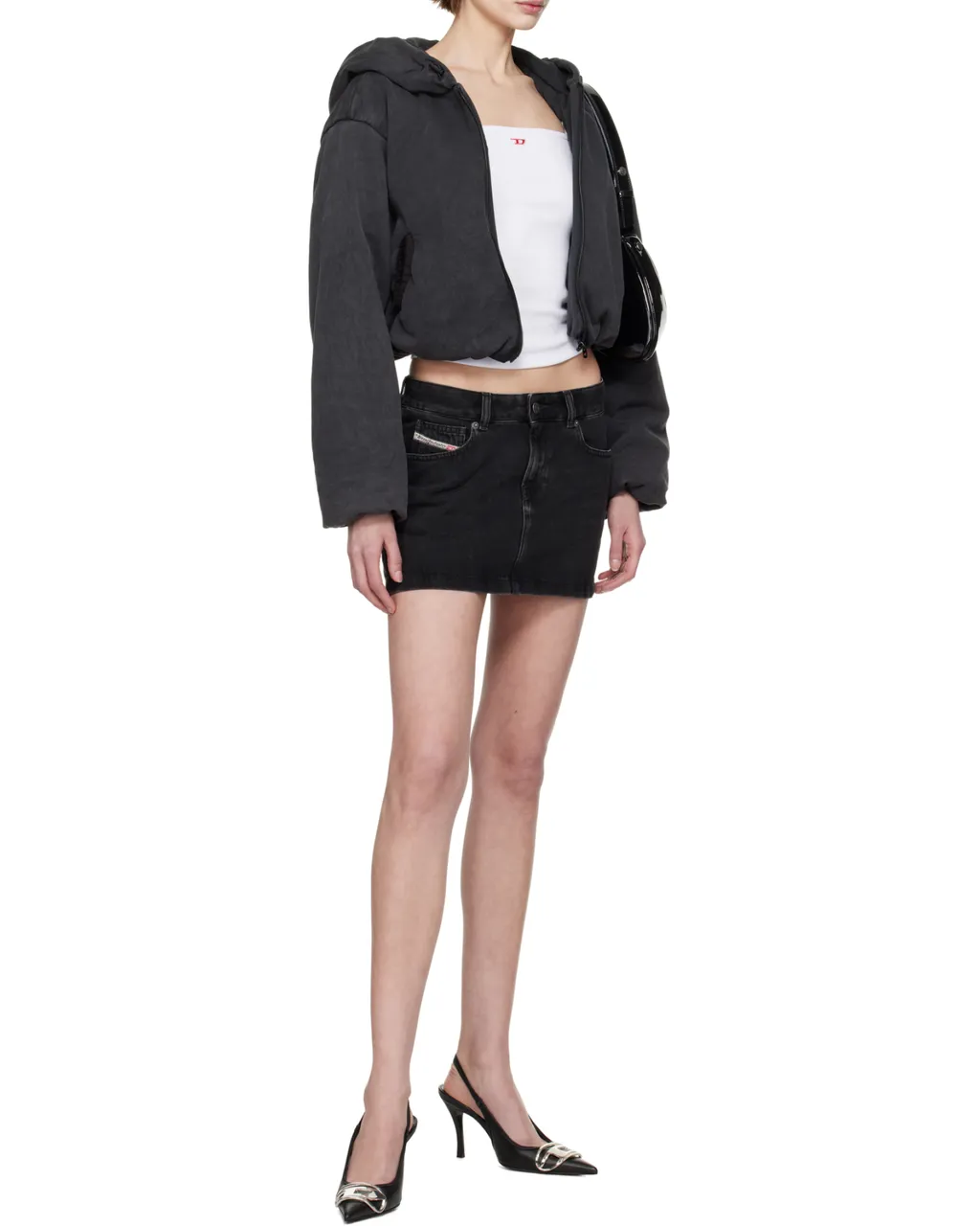 De-Ron Logo Patch Denim Mini Skirt