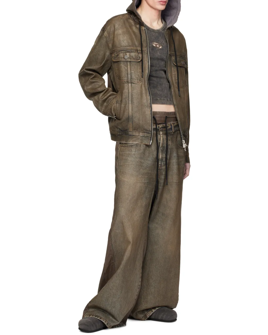 D-Cali-S Coated Denim Drawstring Jeans