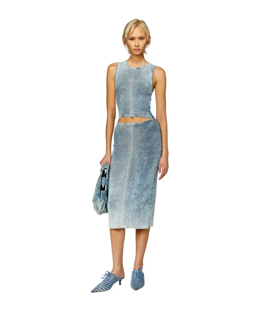 M-Taryn Cut-Out Ribbed-Knit Sleeveless Midi Dress