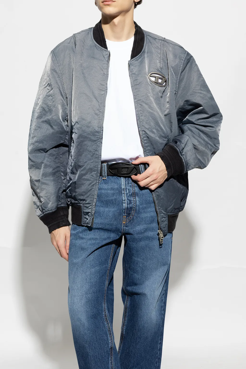 B-1Dr Logo-Buckle Leather Belt