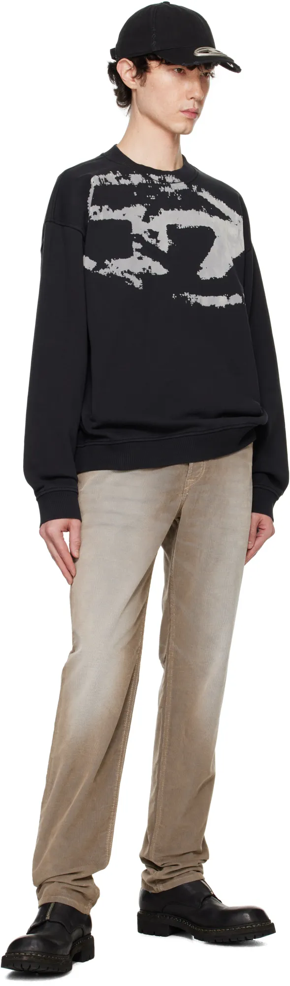 S-Boxt-N5 Distressed Flocked Logo Sweatshirt