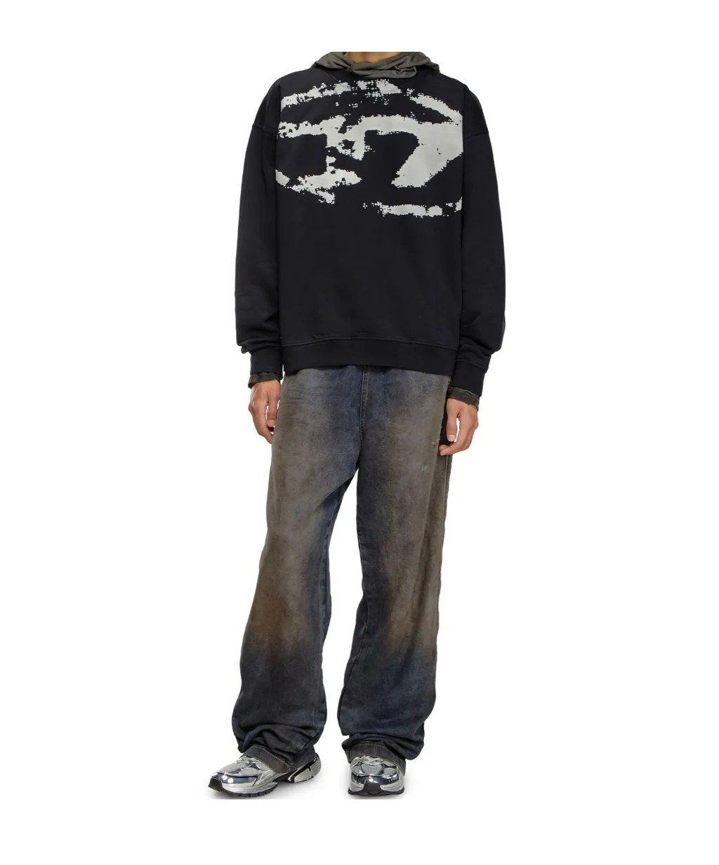 S-Boxt-N5 Distressed Flocked Logo Sweatshirt
